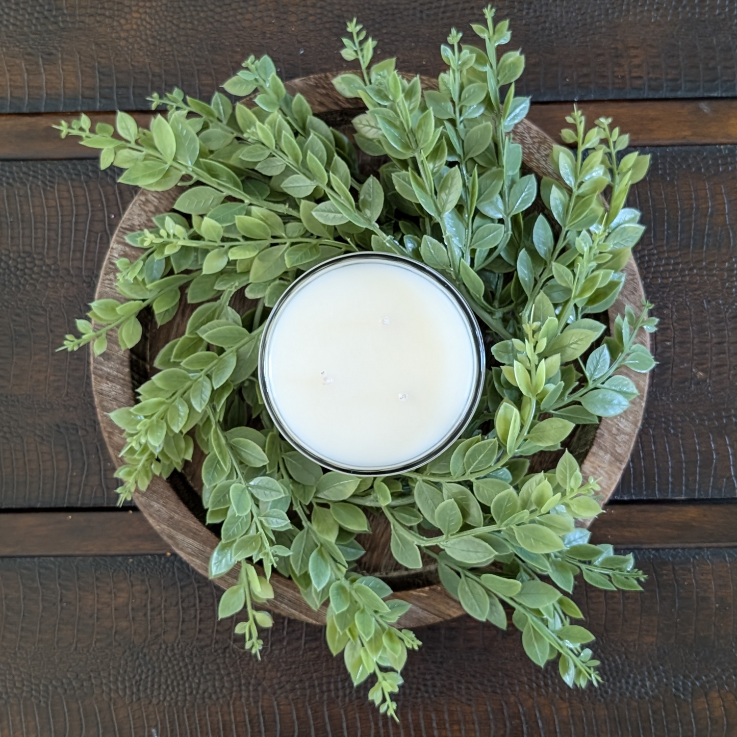 4" Faux Greenery Candle Ring