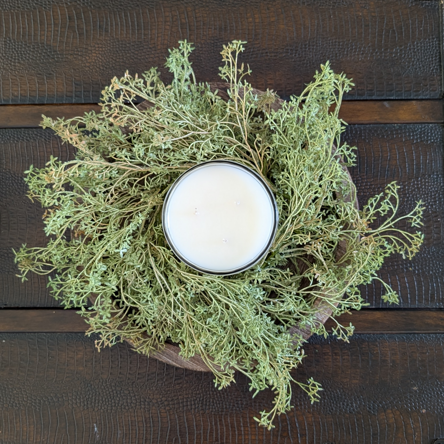 4" Faux Foliage Candle Ring